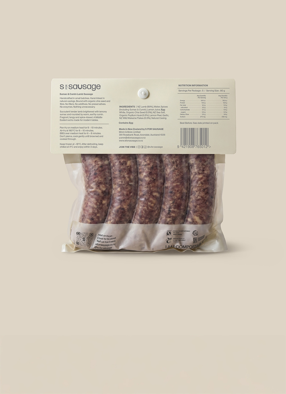 Sumac-Cumin-Lamb-Sausage-400g-Pack-back-home